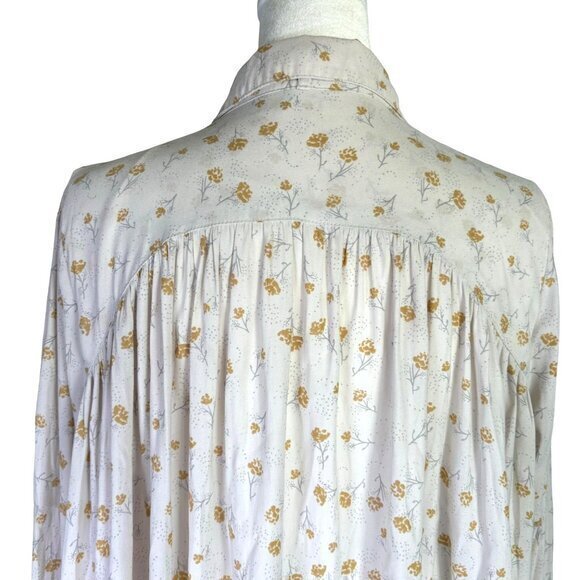 Free People Boho Romantic Flowy Floral Button Hi Low Blouse Top Shirt Size Small - Picture 11 of 13